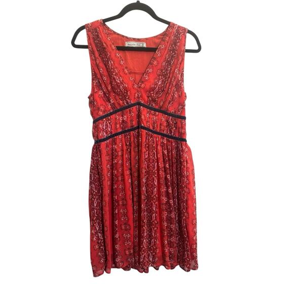 Abercrombie & Fitch Dresses & Skirts - Abercrombie & Fitch Medium Dress Orange Floral Empire Waist Gray Velvet #5870